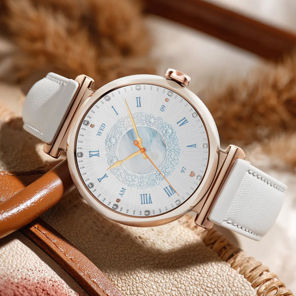Runmefit GRACE Smart Watch for Women featuring an elegant design and a brilliantly detailed display.